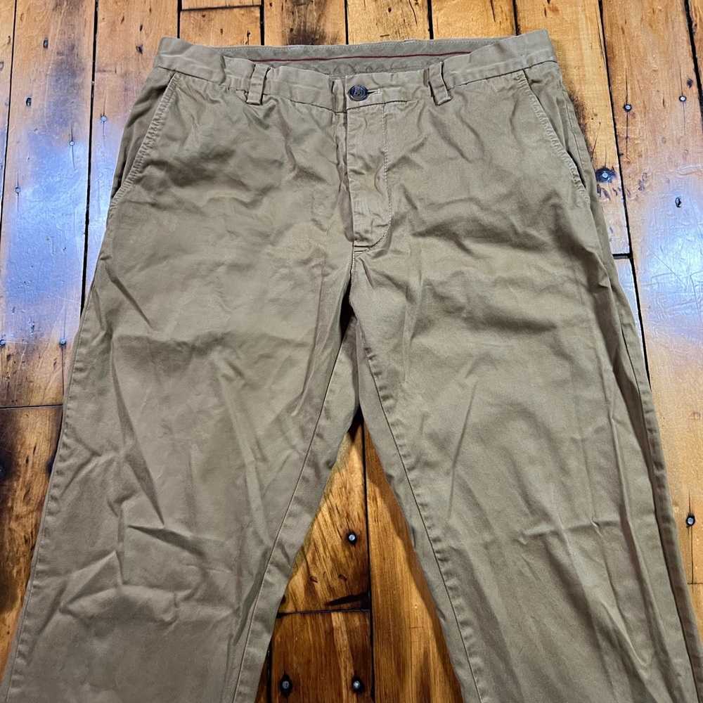 Brooks Brothers Men’s 32x30* Red Fleece Pants Chino Khaki Stretch Cotton FLAW*